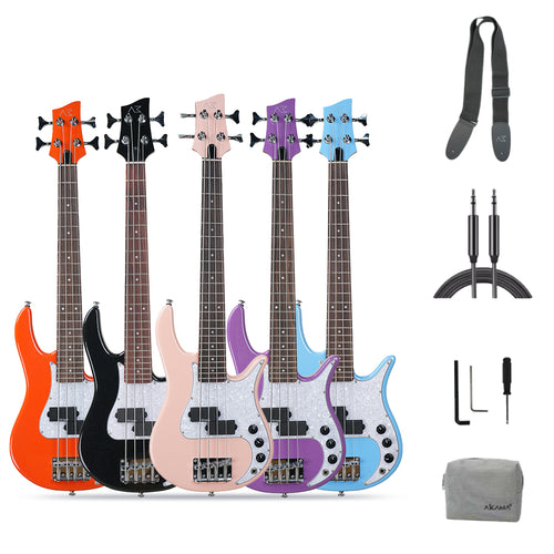AKAMA MINI GROOVE T  Mini Bass -pbass  33 Inch, 2.4KG, with High - Sensitivity Pickup, for Beginners & All - Style Play