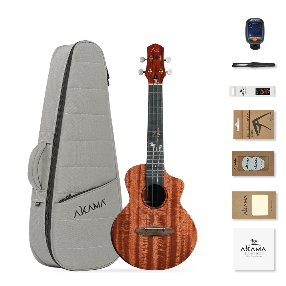 AKAMA CHAN Series Tenor Ukulele 26 Inch, All Solid Mahogany Professional Ukelele with Carbon Fluorocarbon Strings, Complete Starter Kit for Adults Fingerstyle Players, Matte Finish with Gig Bag Tuner Strap