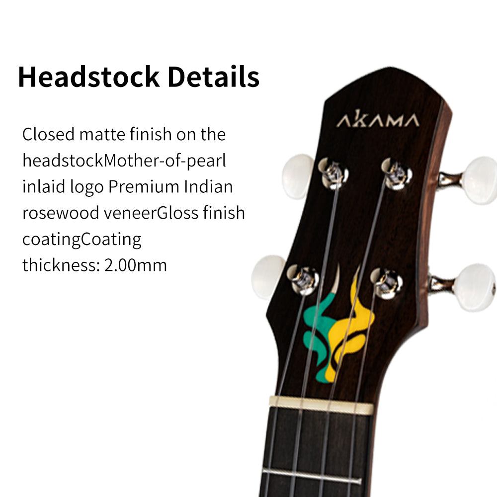 AKAMA Premium Acoustic Ukulele, Solid Sitka Spruce Top, Easy-to-Play for Beginners, Students & Adults, Rich Warm Tone, Professional Quality, Gig Bag Included