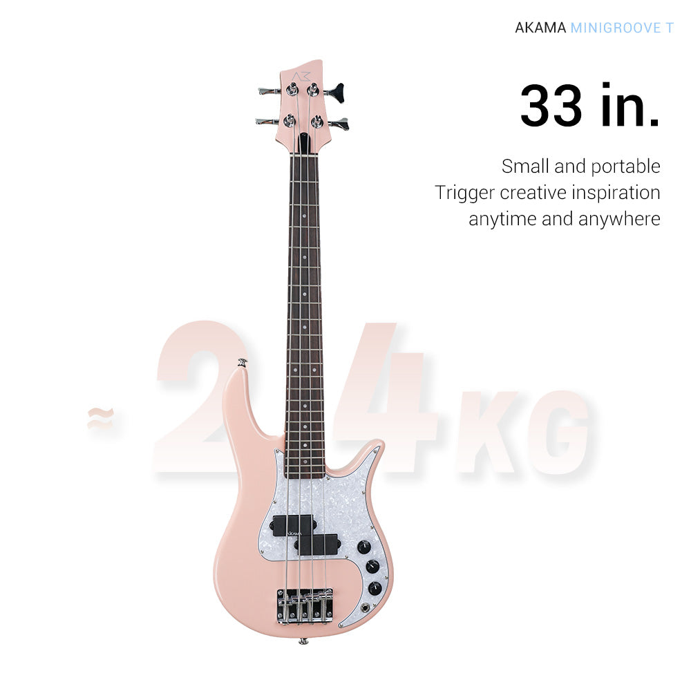 AKAMA MINI GROOVE T  Mini Bass -pbass  33 Inch, 2.4KG, with High - Sensitivity Pickup, for Beginners & All - Style Play