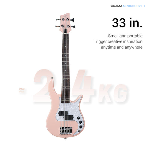 AKAMA MINI GROOVE T  Mini Bass -pbass  33 Inch, 2.4KG, with High - Sensitivity Pickup, for Beginners & All - Style Play