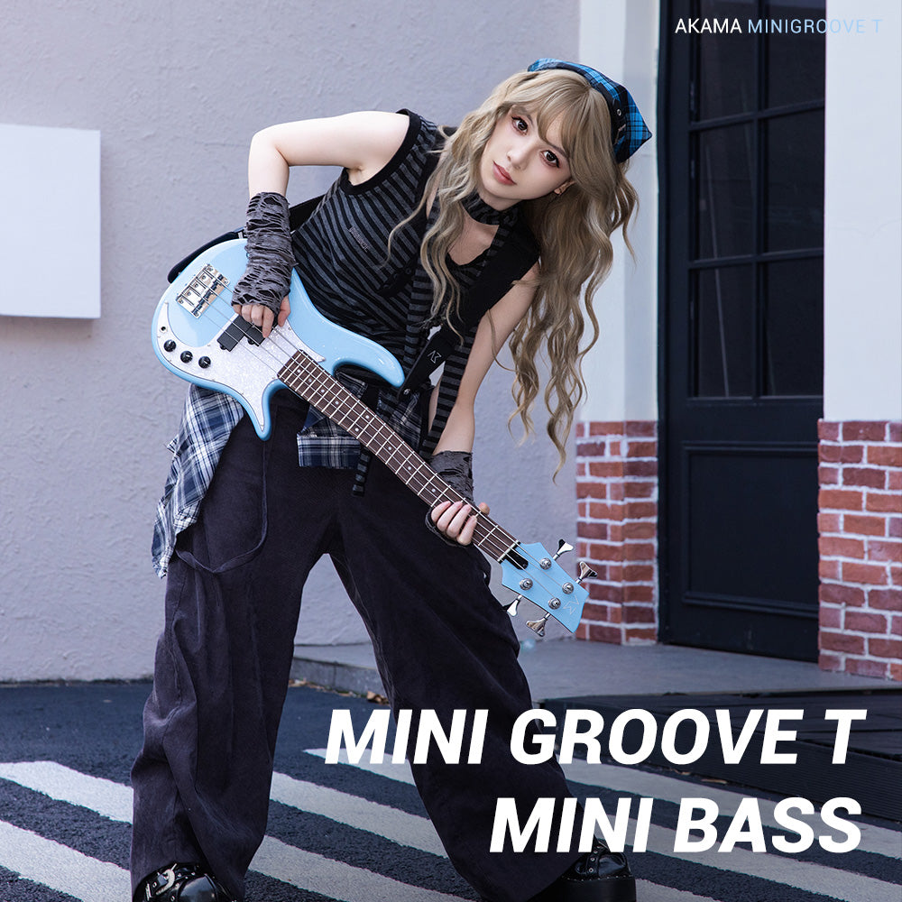 AKAMA MINI GROOVE T  Mini Bass -pbass  33 Inch, 2.4KG, with High - Sensitivity Pickup, for Beginners & All - Style Play