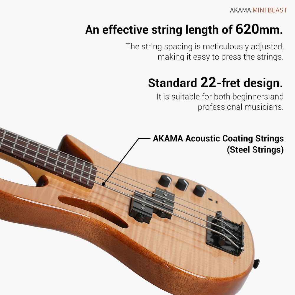 AKAMA MINI BEAST  Mini Bass travel bass - ultra-lightweight silent portable electro-acoustic bass high - quality, portable bass for music lovers