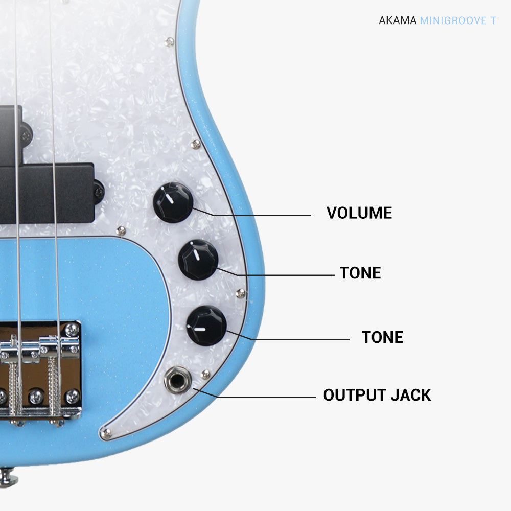 AKAMA MINI GROOVE T  Mini Bass -pbass  33 Inch, 2.4KG, with High - Sensitivity Pickup, for Beginners & All - Style Play