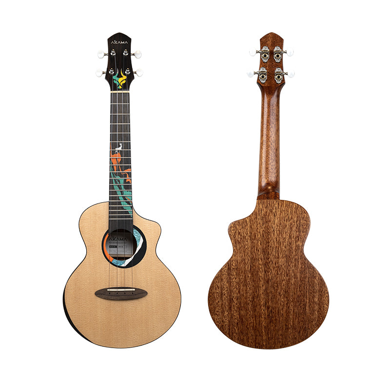 AKAMA Premium Acoustic Ukulele, Solid Sitka Spruce Top, Easy-to-Play for Beginners, Students & Adults, Rich Warm Tone, Professional Quality, Gig Bag Included