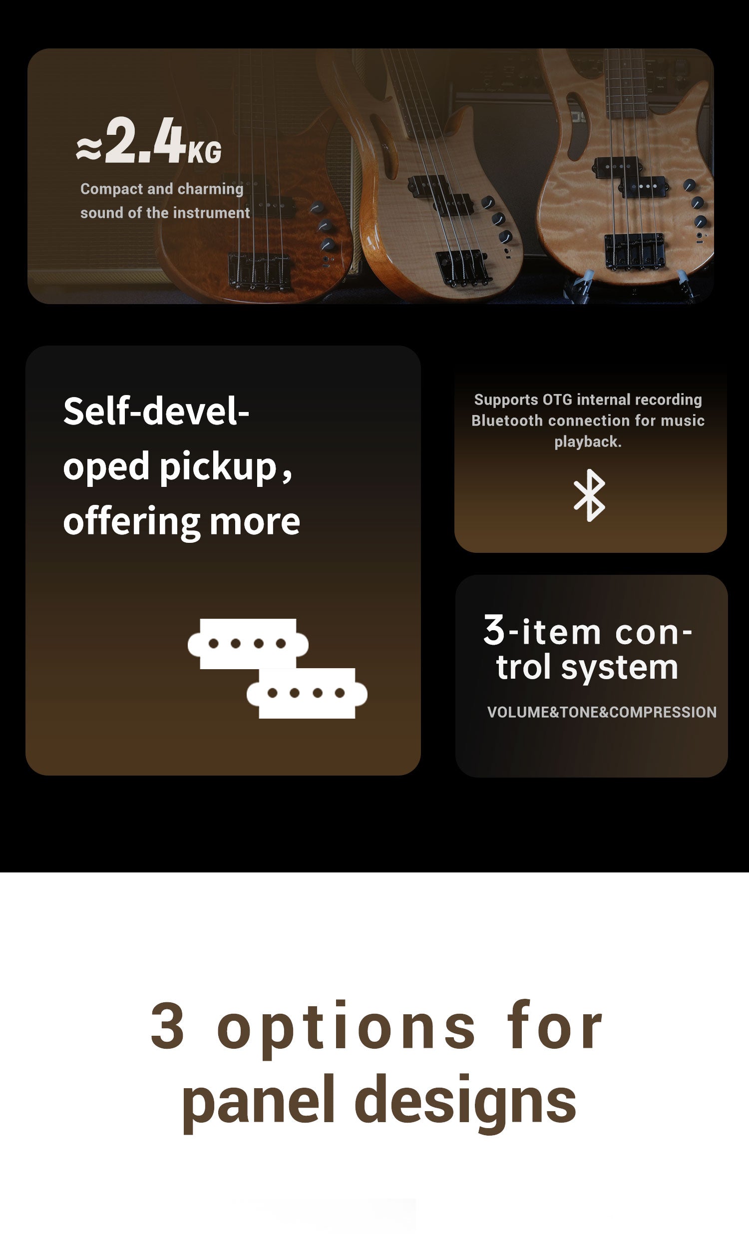 AKAMA MINI BEAST  Mini Bass travel bass - ultra-lightweight silent portable electro-acoustic bass high - quality, portable bass for music lovers