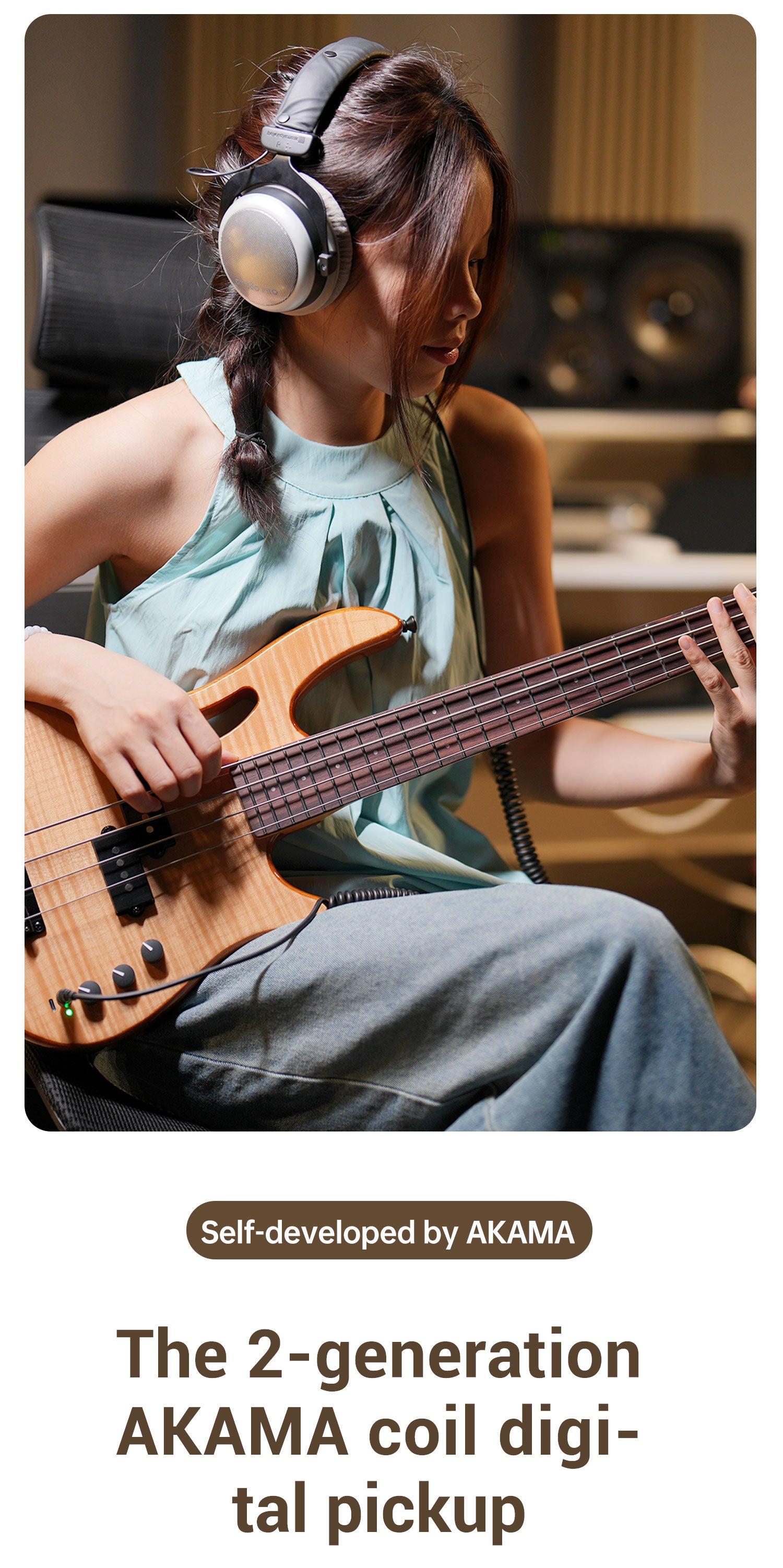 AKAMA MINI BEAST  Mini Bass travel bass - ultra-lightweight silent portable electro-acoustic bass high - quality, portable bass for music lovers